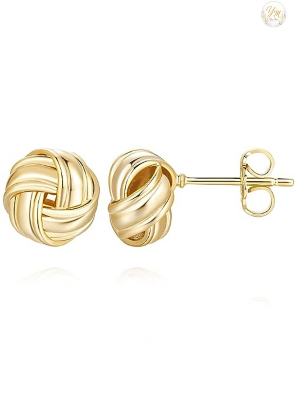 Gold Plated Twisted Knot Stud Earrings 14K Women's Jewelry